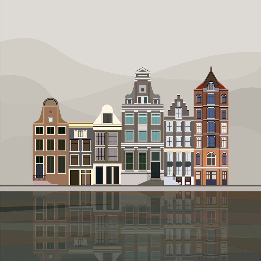 Amsterdam buildings illustration