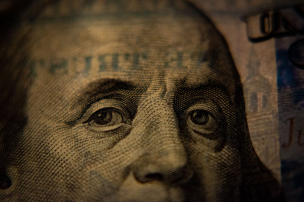 close-up of american bill
