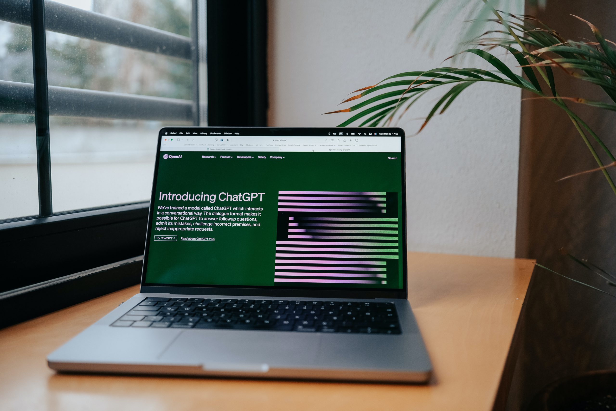 macbook showing chatgpt on the screen